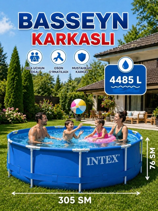 Intex 26700 Prism Frame karkasli basseyn — 305×76 sm