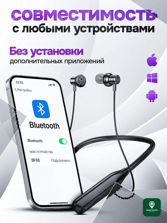 12D Borofone BE68 BE64 BE70 BE72 simsiz Bluetooth quloqchin, kuchli bass, bo‘yin gardishli