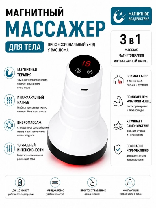 “Микротоковый магнитный массажер для тела Fit” - 