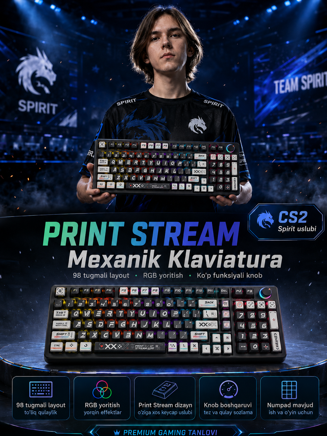 CS2 uchun 98K mexanik klaviatura - 