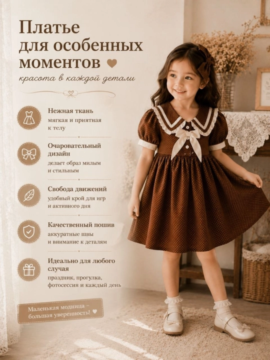 Платье для девочки, платье в детский сад и в школе, повседневное