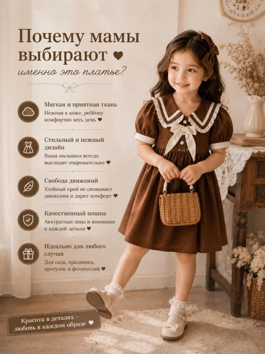 Платье для девочки, платье в детский сад и в школе, повседневное