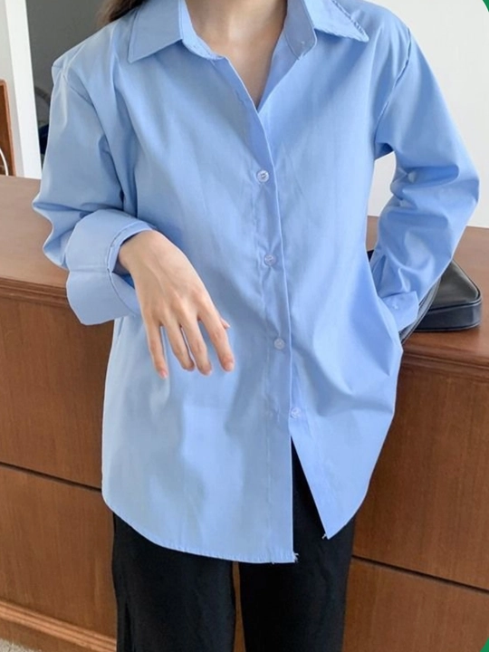 Женская рубашка oversize c длинным рукавом, свободный крой
