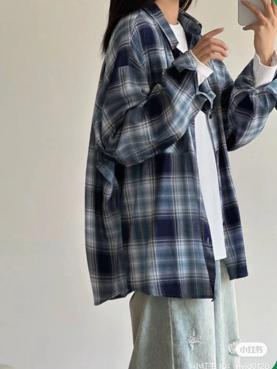 Женская рубашка oversize c длинным рукавом, свободный крой