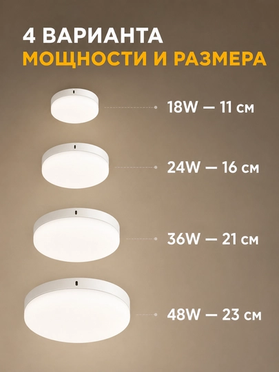 LED ship chirog‘i namlikdan himoyalangan, 18-48W, balkon va yo‘lak uchun