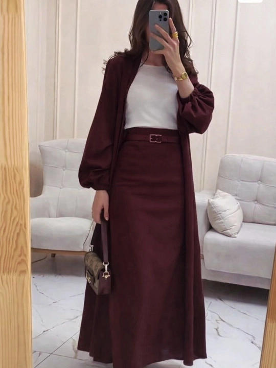 Lyon matoli ayollar uchun dvoyka abaya va yubka  yozgi kiyim ko‘ylak  standart razmer42-50