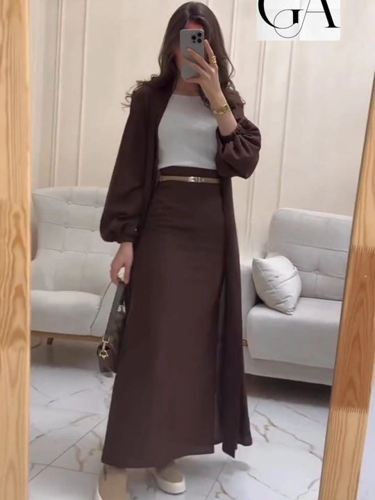Lyon matoli ayollar uchun dvoyka abaya va yubka  yozgi kiyim ko‘ylak  standart razmer42-50