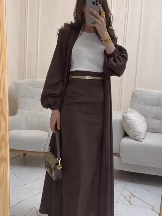 Lyon matoli ayollar uchun dvoyka abaya va yubka  yozgi kiyim ko‘ylak  standart razmer42-50