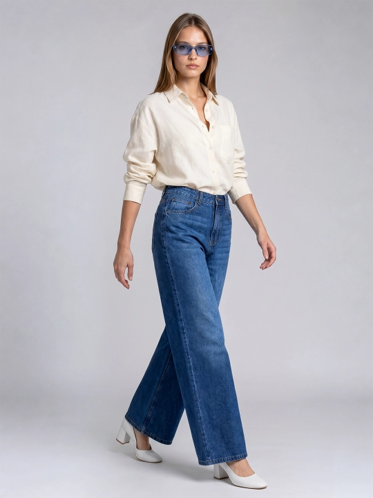 Ayollar uchun keng jinsi shim, 98% paxtа, kuz uchun, S-XL, bir razmer katta yuradi