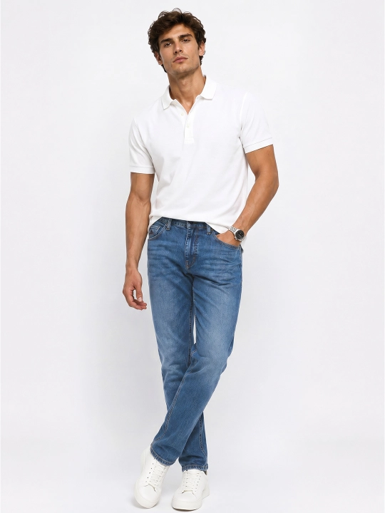 Slim Fit erkaklar jinsi shim, tor, 98% paxta kuzgi yengil cho‘ziluvchan, bir razmer katta