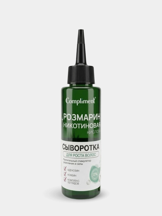 Soch o‘sishi, soch to‘kilishiga qarshi serum Rozmarin, Nikotin kislotasi Compliment, 110 ml