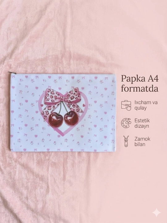 Estetik papkalar, qog`oz va kitoblar uchun papka-fayl, A4 formatda - 