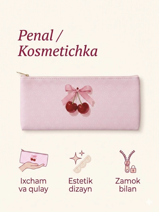 Estetik penal, kosmetik sumka, Pinterest uslubidagi penal - 