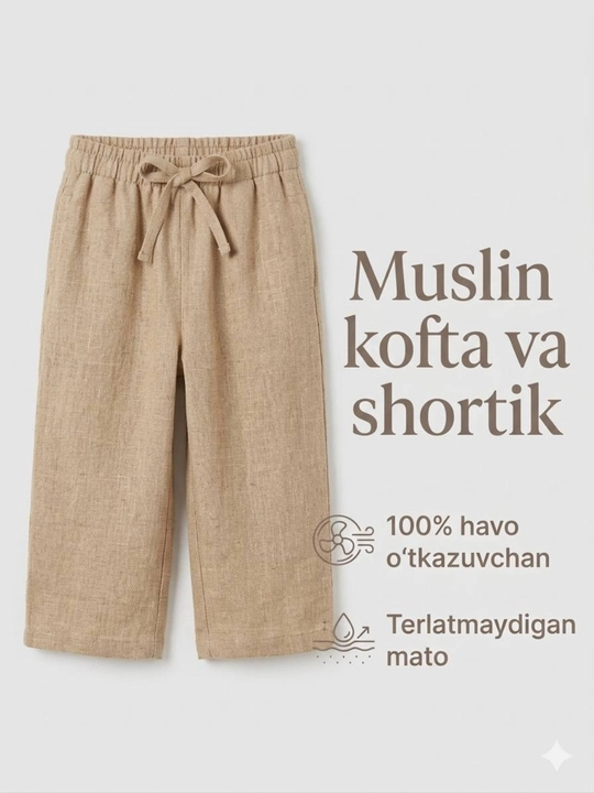 1-iyunga sovg'a|Qizlar uchun muslin kofta-shortik,yoqimli va havo o`tkazuvchan mato,sakura