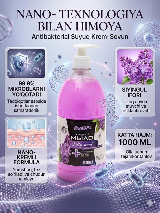 Suyuq sovun, antiseptik, antibakterial sovun, qo‘l sovuni - 