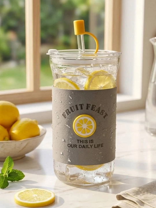 Ichimliklar uchun naychali shisha stakan - 