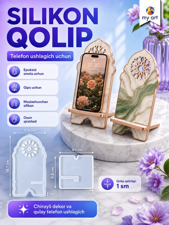 Silikon mold telefon ushlagich, epoksid va gips quyish uchun maxsus qolip