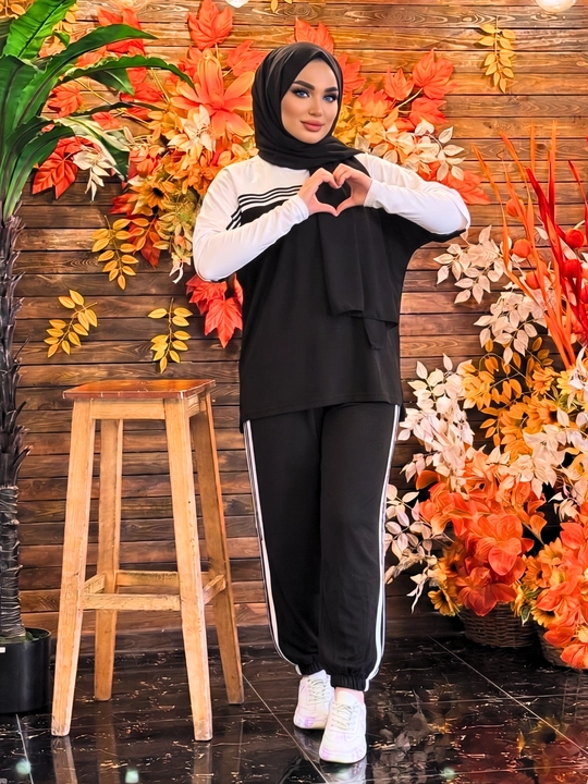 MONIKA Ayollar kostyumi, dvoyka, keng bichim, keng shim