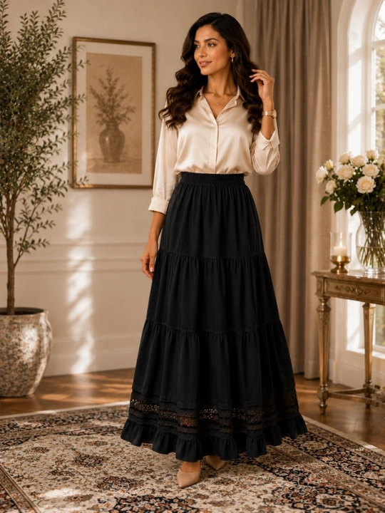 Ayollar uzun maksi yubka elegant zamonaviy fason - 