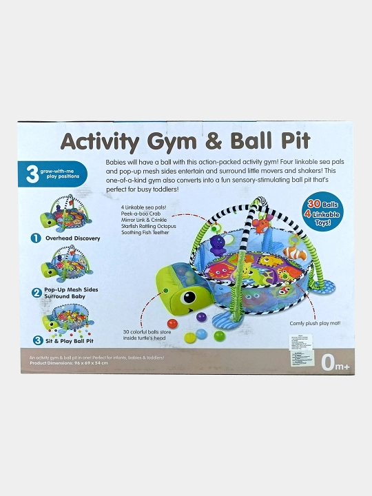 Развивающий коврик и бассейн с мячами Activity Gym & Ball Pit (Черепаха)