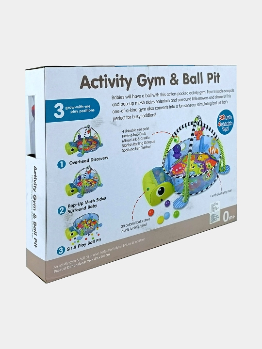Развивающий коврик и бассейн с мячами Activity Gym & Ball Pit (Черепаха)