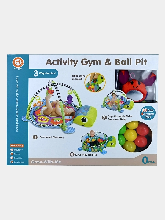 Развивающий коврик и бассейн с мячами Activity Gym & Ball Pit (Черепаха)