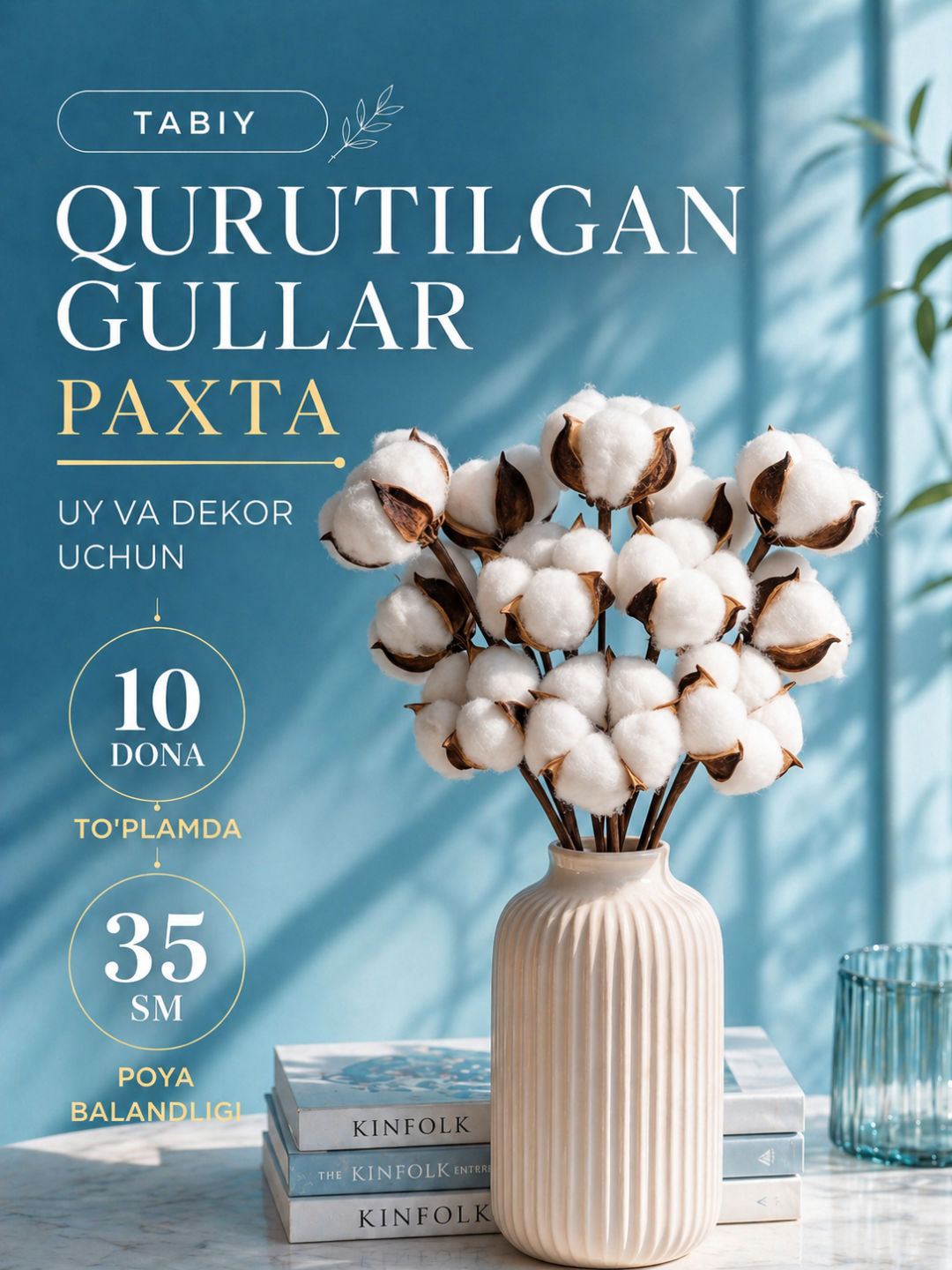 Quritilgan gullar guldastasi, interyerni bezash uchun tabiiy quritilgan gullar