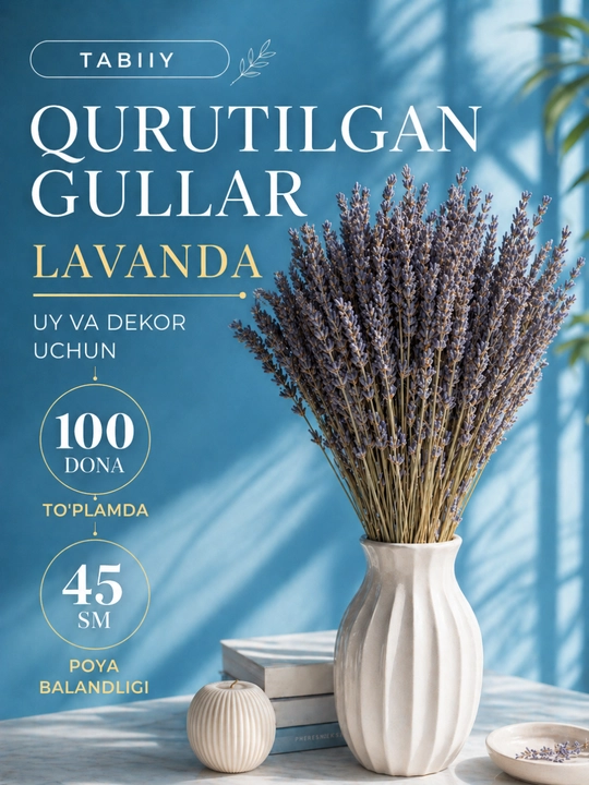 Quritilgan gullar guldastasi, interyerni bezash uchun tabiiy quritilgan gullar