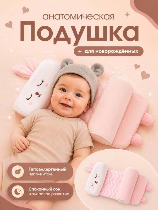 Подушка для новорождённых, детский позиционер, для правильной позиции головы