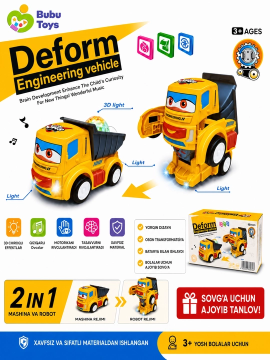 Mashina va robotga aylanuvchi o‘yinchoq - 