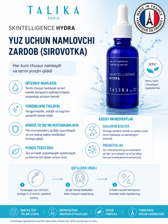Yuz uchun Talika Skintelligence Hydra Hydrating Serum zardobi