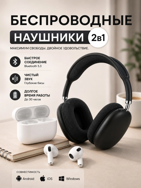 P9 Simsiz Bluetooth Quloqchin + Pro 3 Bonus Quloqchin To‘plami