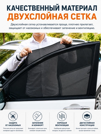 Статическая солнцезащитная шторка для автомобиля, солнцезащитный экран на боковое стекло — TOODAYB-AVTOPARDA-ХРОМ