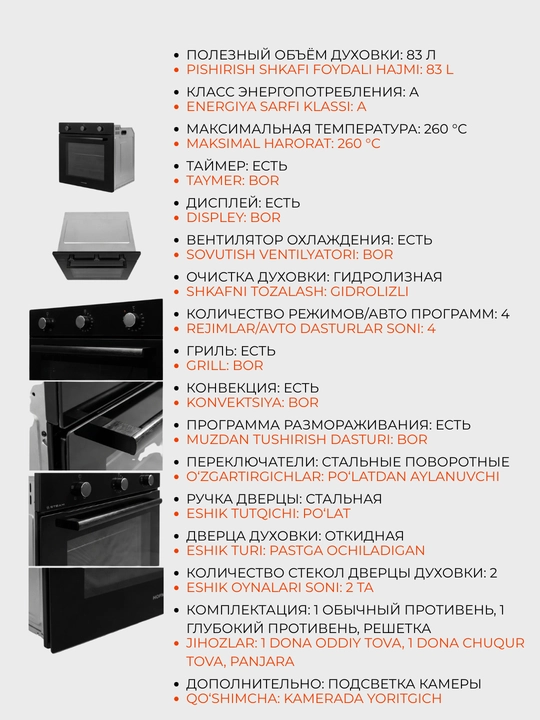 Pishirish paneli + duxovka KOMBO