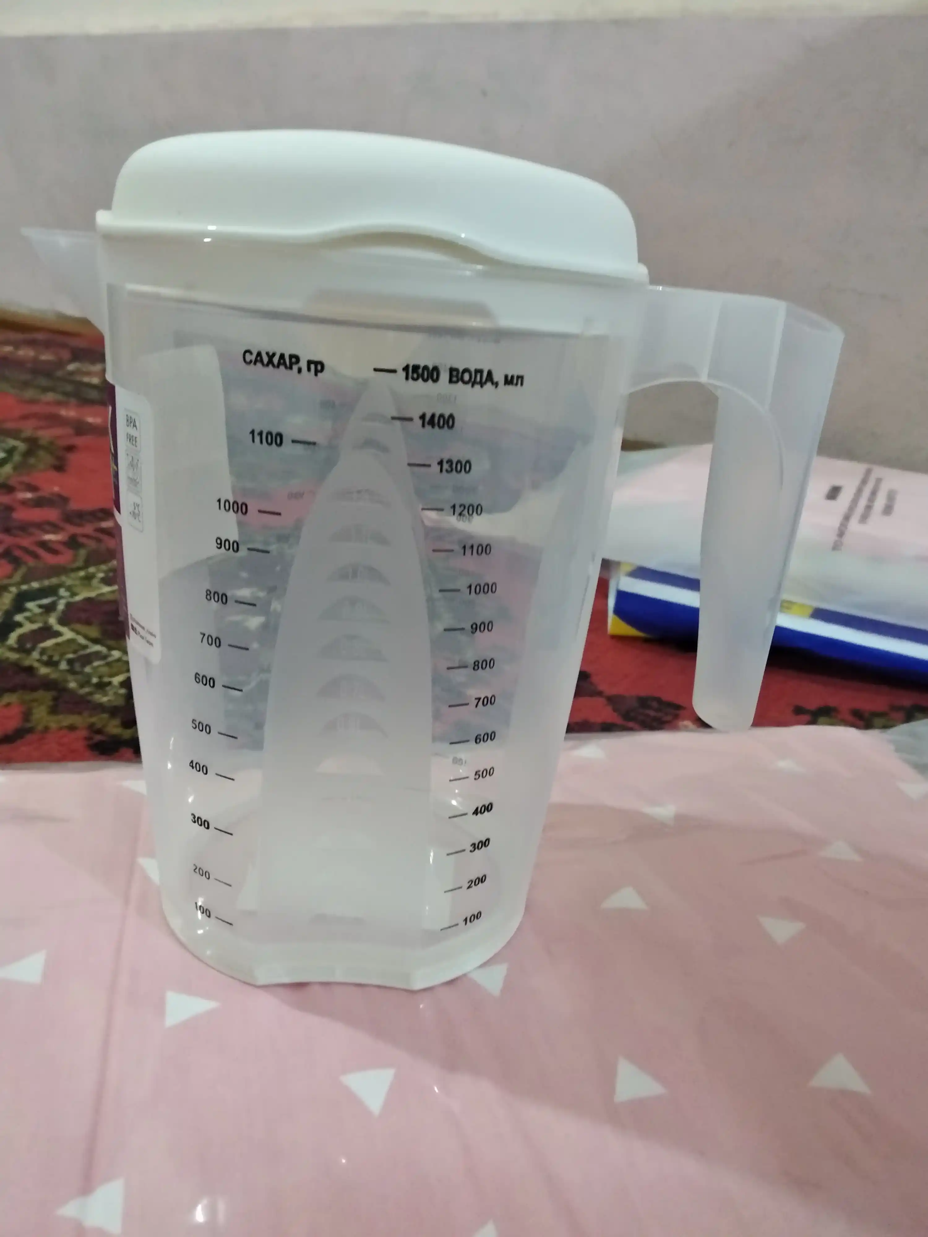 O'lchov idishi, blender yoki mikser uchun o'lchov krujkasi, o'lchov shkalali