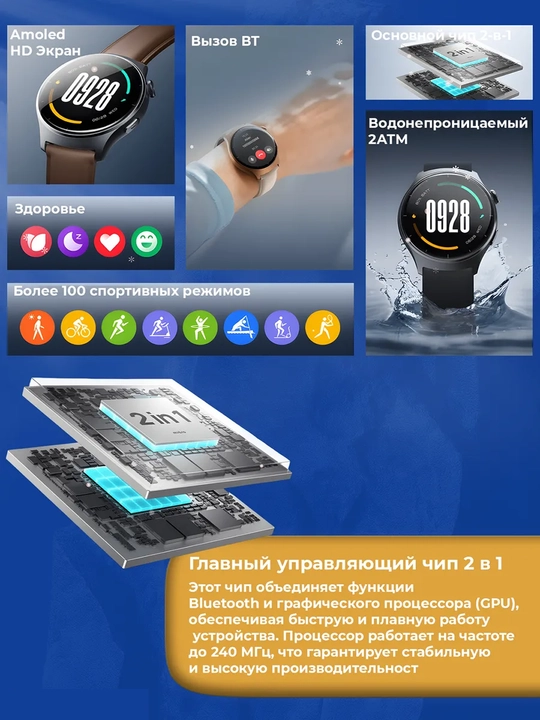 Смарт часы Mibro Lite 3 Pro - Lite 3 AMOLED 1.32" Bluetooth звонки 150+ спортивных режимов
