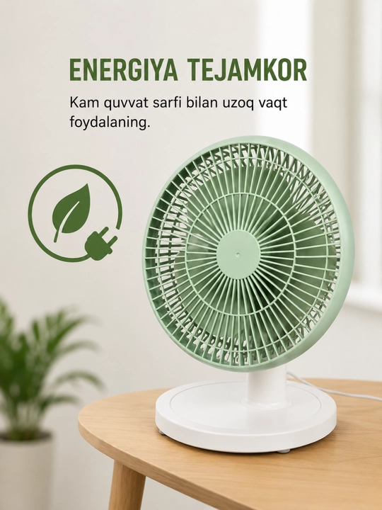 Ventilyator, stol ventilyatori, jim, 2 tezlik, uy va ofis uchun, energiya tejamkor, akalon