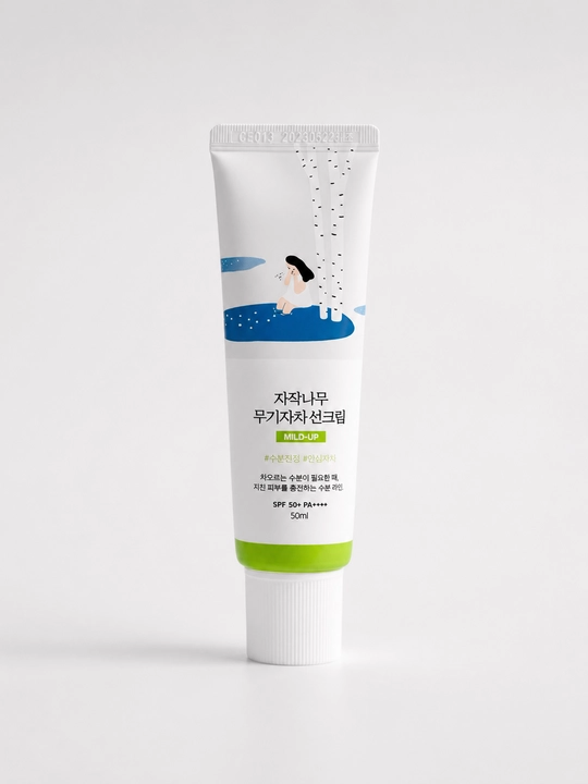 Round lab birch juice mild-up sunscreen yashil spf yog'li yuzga quyoshdan saqlovchi