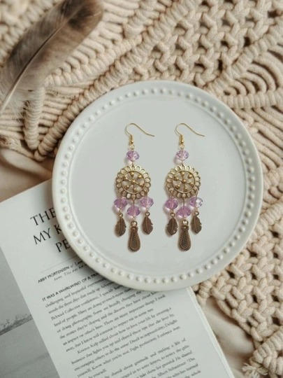 Национальные серьги женские, Handmade, элегантная модель — HANDSY-ZIRAK-ПУРПУР