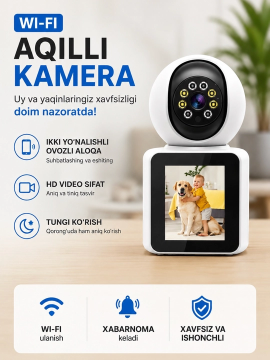 WiFi Smart Camera HD kuzatuv kamerasi, ikki tomonlama ovozli aloqa - 