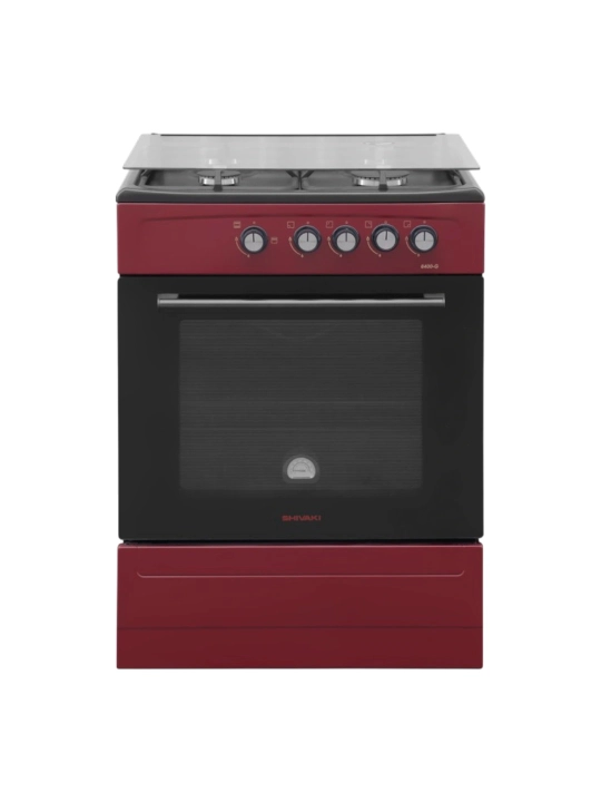 Shivaki 6400 GP gaz plita, 4 konforka, 65L duxovka, qizil, mexanik boshqaruv - 