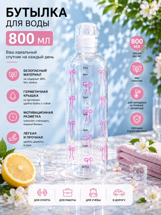 800 ml motivatsion shkalali suv uchun butilka - 
