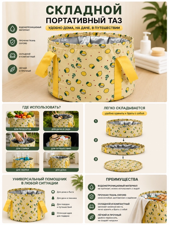 Складная ванночка, ведро