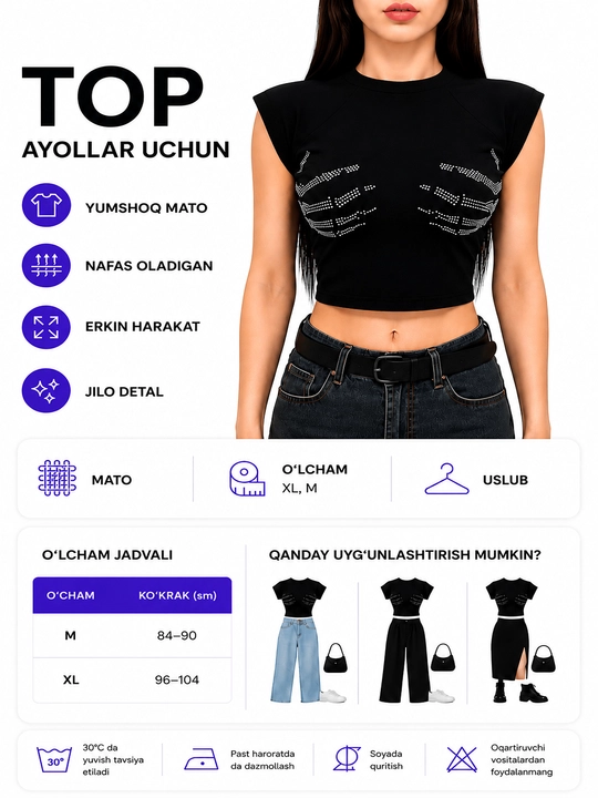 Kalta top, krop top, ayollar va qizlar uchun
