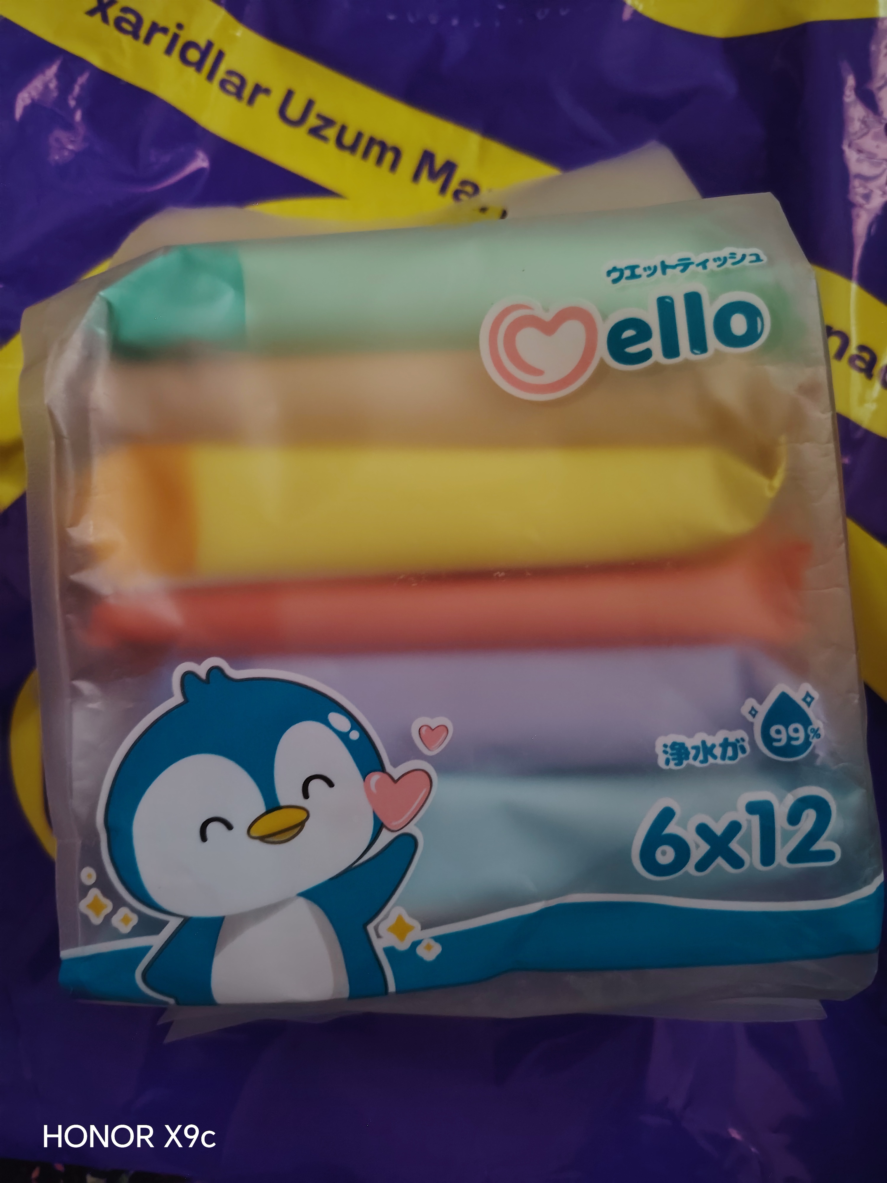 Bolalar uchun gigienik nam salfetkalar Mello, 6*12 dona