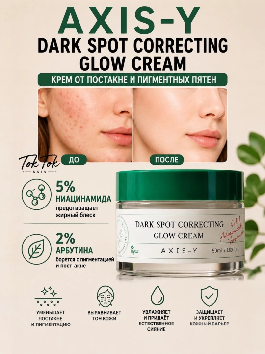 Axis-Y niatsinamidli pigmentatsiyaga qarshi krem Dark Spot Glow Cream