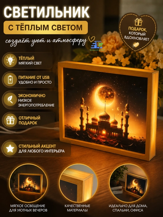 Трехцветная светящаяся картина-светильник Ramadan искусство, которое оживает