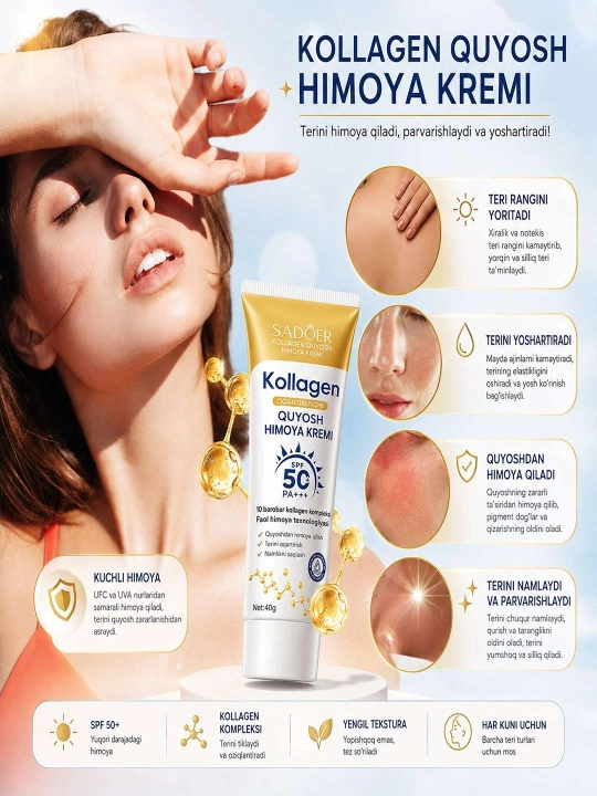 SADOER Collagen SPF 50+ Quyosh Himoya Kremi