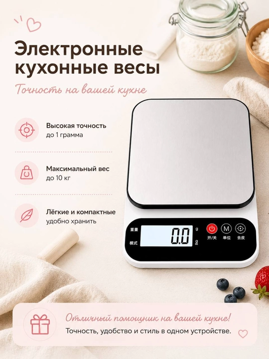 Oshxona elektron tarozisi, 10 kg 0,1 g - aniq oziq-ovqat, oshxona uchun elektron tarozi - 