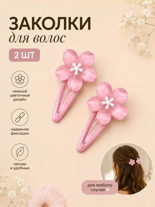 Soch uchun qisqichlar, sakura, to‘plamda 2 dona - 